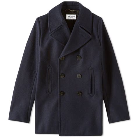 Saint Laurent Wool Peacoat Navy 